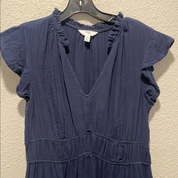 Time and Tru Blue Maxi Sundress with Flutter Sleeves - Picture 3 of 6